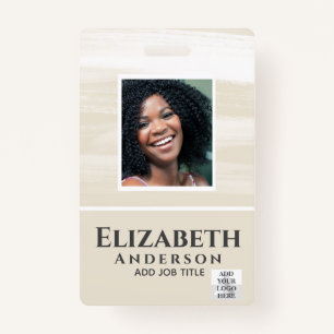 PHOTO-ID Employee VIP PASS Watercolor Abstracts Badge