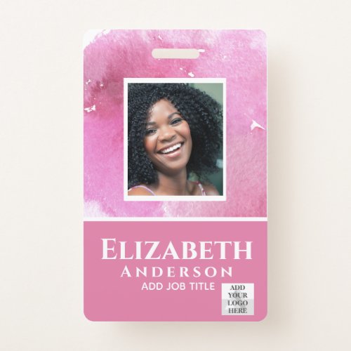 PHOTO-ID Employee VIP PASS Watercolor Abstracts Badge