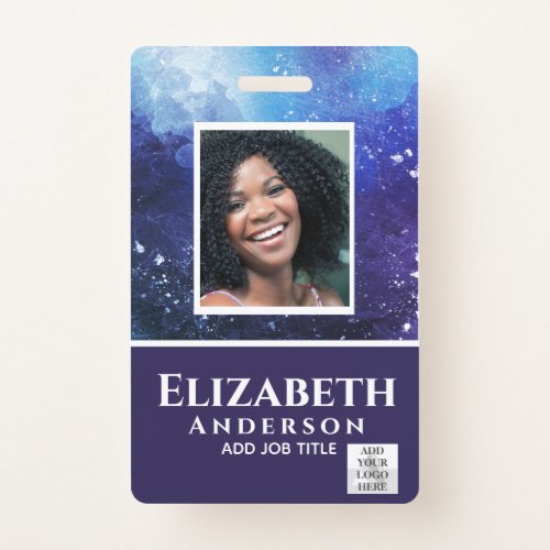 PHOTO-ID Employee VIP PASS Watercolor Abstracts Badge