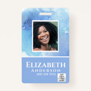 PHOTO-ID Employee VIP PASS Watercolor Abstracts Badge