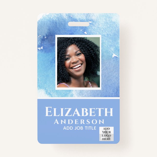 PHOTO-ID Employee VIP PASS Watercolor Abstracts Badge (Front)