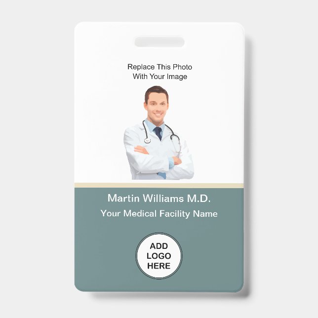 Photo ID Hospital Medical Staff Name Badges (Front)