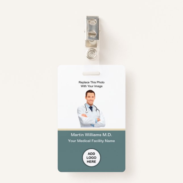 Photo ID Hospital Medical Staff Name Badges (Front with Clip)