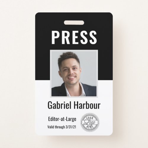 Photo ID Journalist Press Pass | Logo & Barcode Badge