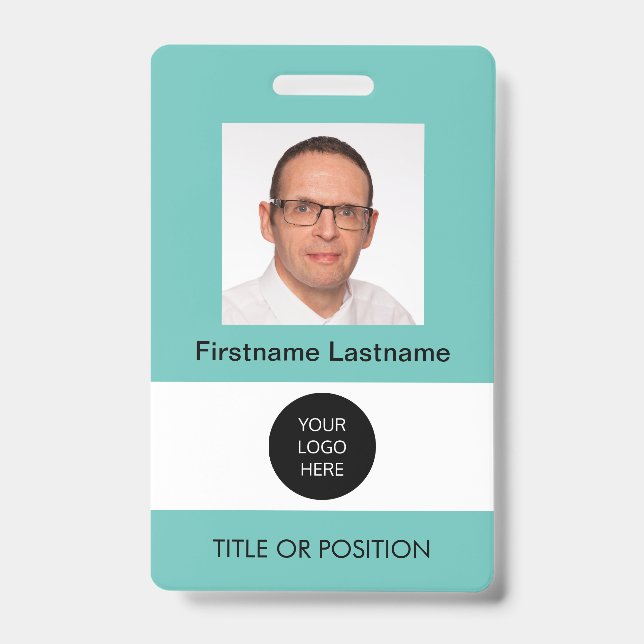 Photo ID Light Teal Name Badge (Front)