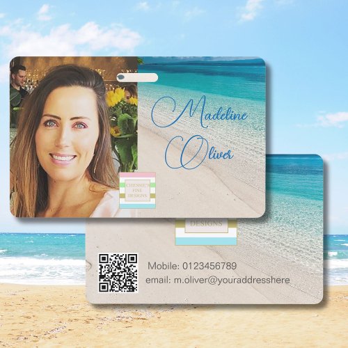 Photo ID Logo  Beach Sea Scene Badge