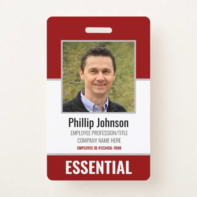 Photo Id Personalized Essential Employee Badge 