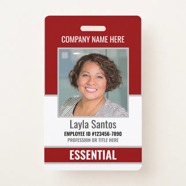 Photo ID Personalized Essential Employee Badge | Zazzle