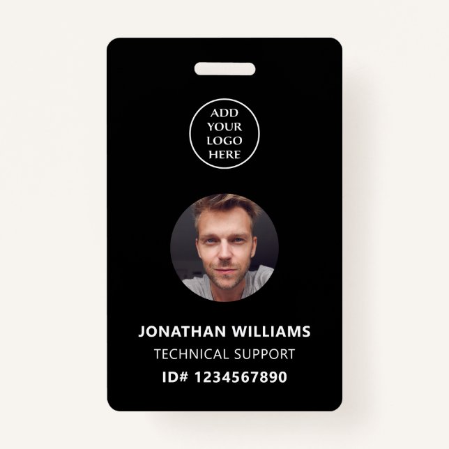 Photo ID QR Code Company Logo Staff Name Job Title Badge (Front)