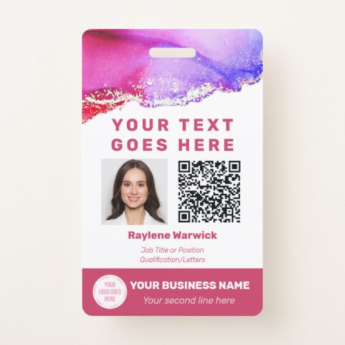 Photo ID Vaccination Barcode QR Code Dusty Pink Badge