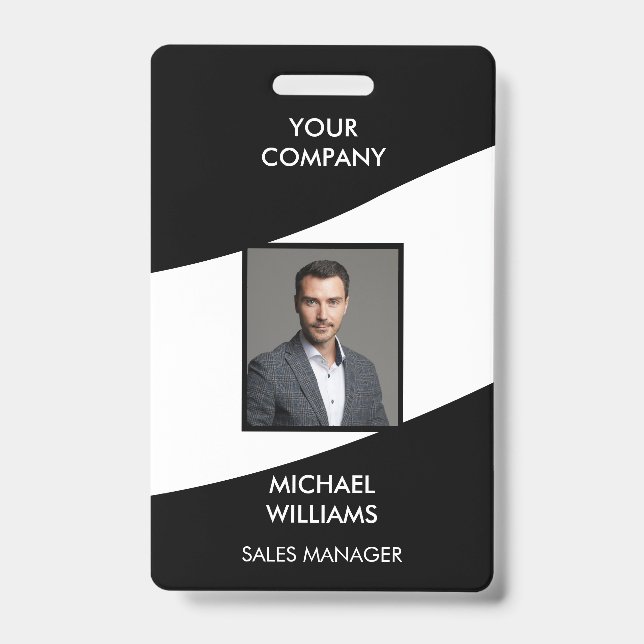 Photo ID White Black  Badge (Front)