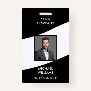 Photo ID White Black Badge