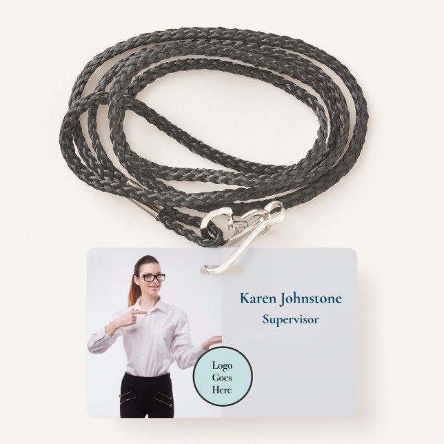 Photo Identification Name Company Logo ID Badge (Front with Lanyard)