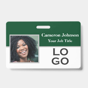 Photo Identification with Custom Logo on Green Badge