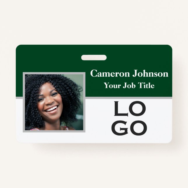 Photo Identification with Custom Logo on Green Badge (Front)