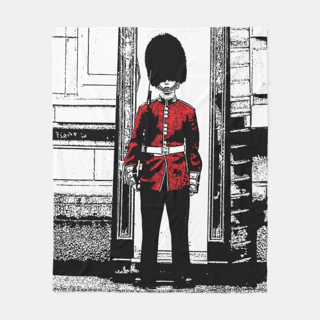 Photo Illustration Buckingham Palace Guard Fleece Blanket (Front)