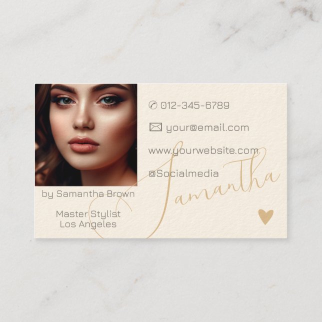 Photo Image Elegant Modern Calligraphy Signature   Business Card (Back)