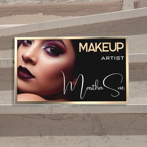 Photo Image Template Black  Gold Cream Beauty  Business Card