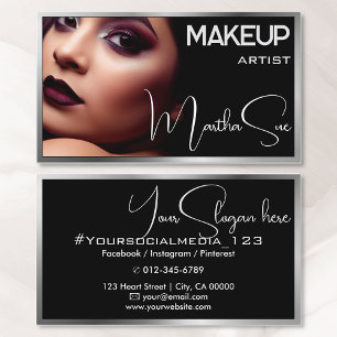 Photo Image Template Black & Silver Gray Beauty Business Card