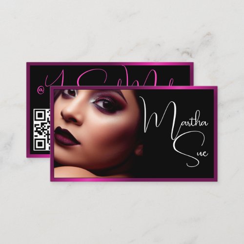 Photo Image Template Influencer Model Bright Pink  Business Card