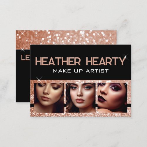 Photo Image Template Luxury Rose Gold Glitter Business Card
