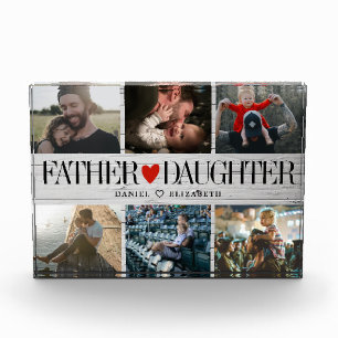 Photo In Glass Block Father Daughter Wood Texture