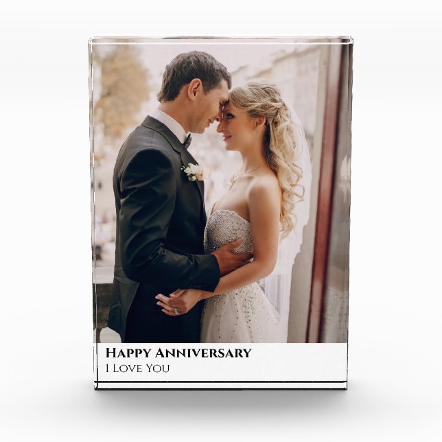 Photo In Glass Block Happy Anniversary  (Front)