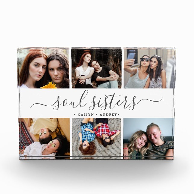 Photo In Glass Block Soul Sisters Best Friends (Front)