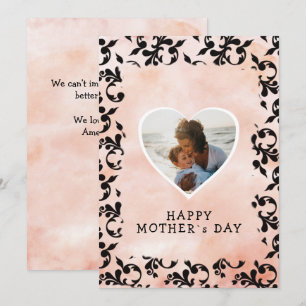 Photo in Heart Rococo Watercolor Mother`s Day Holiday Card