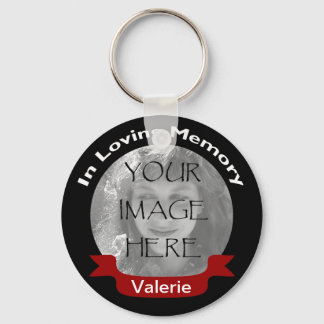 Photo In Loving Memory Black Red Personalized Keychain