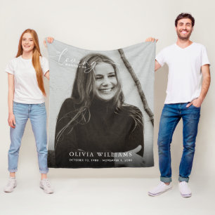 Photo In Loving Memory Keepsake Funeral Fleece Blanket