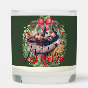 Photo in wreath custom Christmas Scented Candle