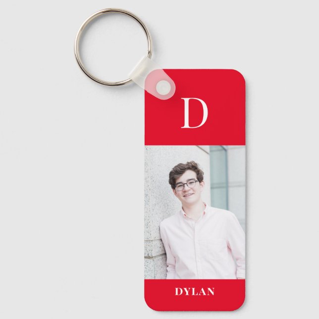 Photo Initial Editable Color Personalized Keychain (Front)