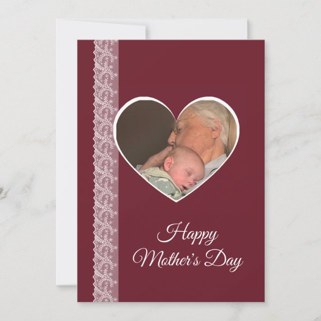 Photo inside Heart image with lace border Card (Front)