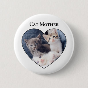 Photo Inside Heart Shape Cat Mother's Day Button