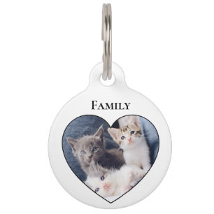 Photo Inside Heart Shape Cat Pet ID Tag