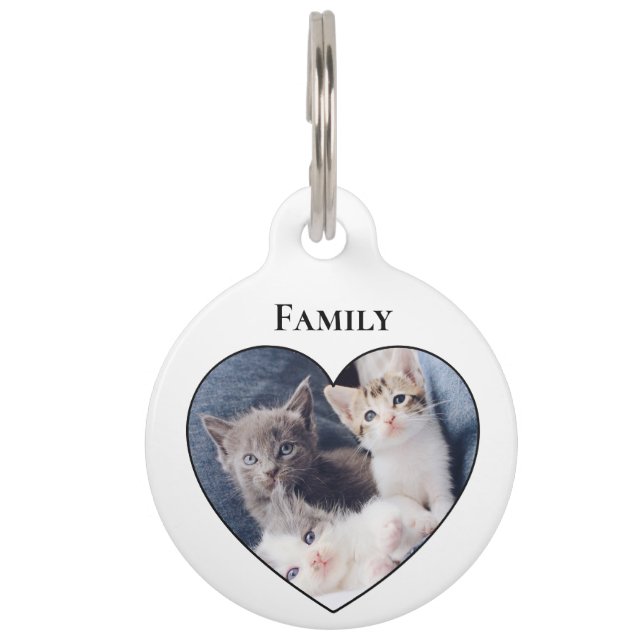 Photo Inside Heart Shape Cat Pet ID Tag (Front)