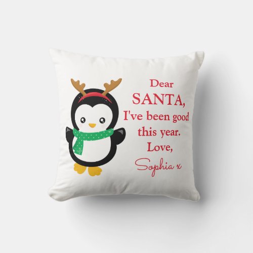 Photo Ive Been Good Penguin Christmas Decor Throw Pillow