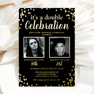Photo Joint Birthday Party Invitation Foil Invitation