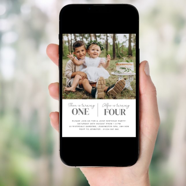 Photo Joint First Birthday Invitation  (Front Digital)