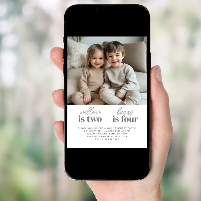 Photo Joint First Birthday Invitation Script (Front Digital)