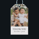 Photo Joint Thank You Gift Tags<br><div class="desc">A modern joint Birthday thank you favor tag,  featuring your own photo.</div>