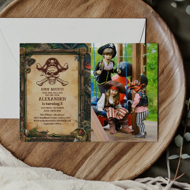 Photo Jolly Roger Pirate Birthday Party Invitation (Creator Uploaded)