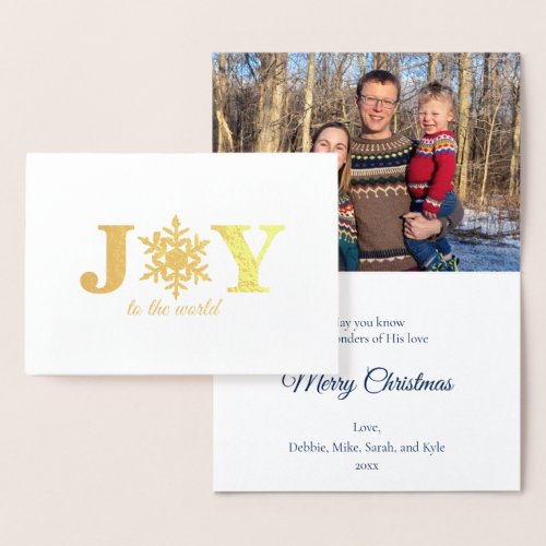 Photo Joy to the World Snowflake Gold Foil Card