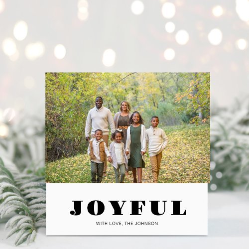 Photo Joyful Merry Christmas Flat Holiday Card