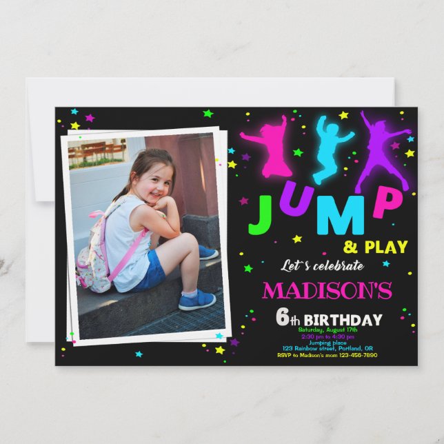 Photo Jump birthday invitation Bounce house invite (Front)