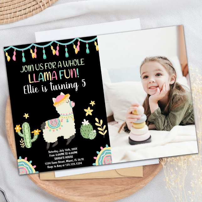 Photo Jump Llama Birthday Invitations (Photo Jump Llama Birthday Invitations)