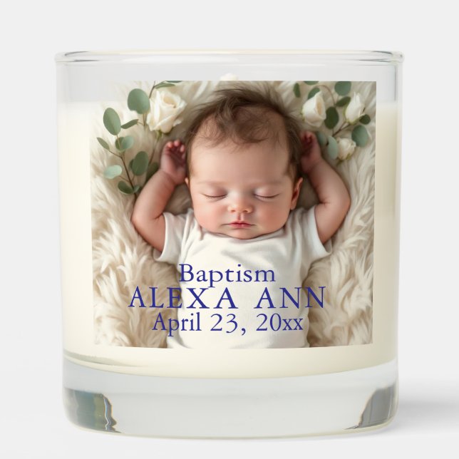 Photo Keepsake Baptism Candle Personalize (Front)