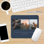Photo Keepsake Engagement Wedding Photo Mouse Pad<br><div class="desc">3 photo layout,  numeric date; colors are all editable.</div>