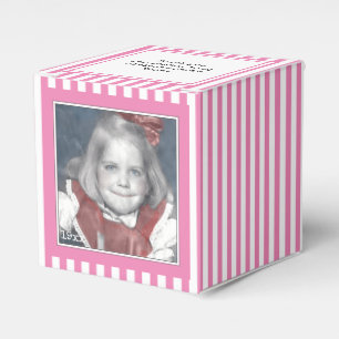 Photo Keepsake Pink/White Simple Stripes Pattern Favor Boxes